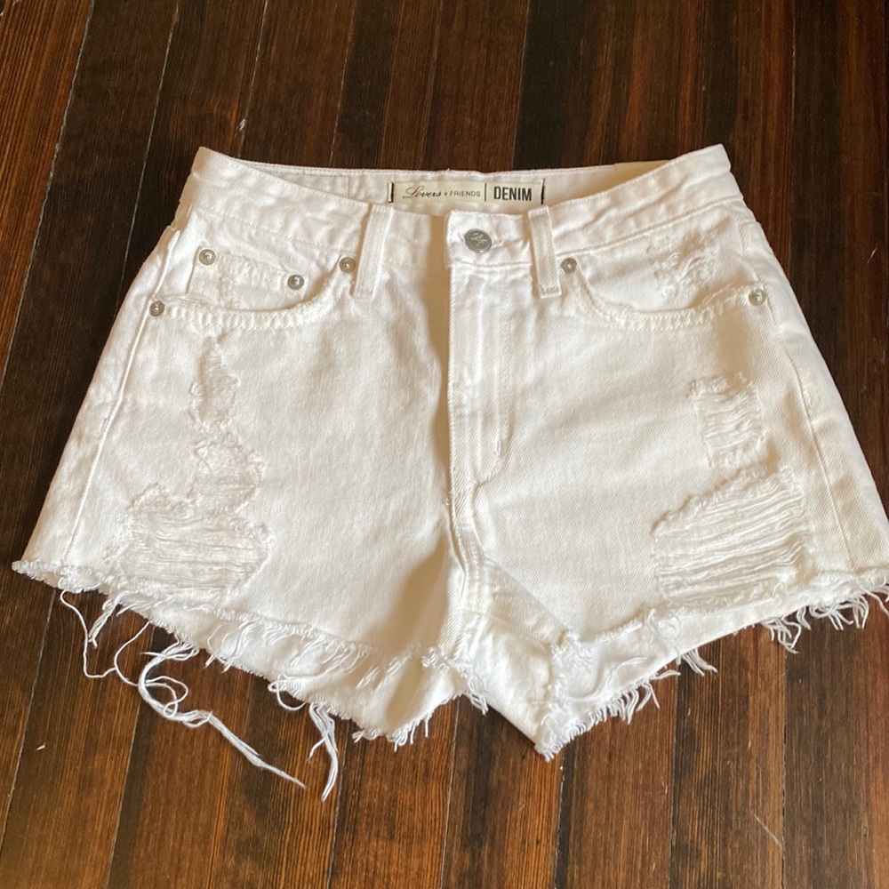 Lovers + Friends Denim White Shorts